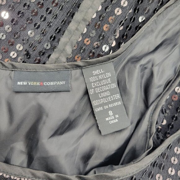 New York & Company Women's Black Full Sequins Sheath Cocktail Dress Sz 8 - Picture 11 of 13